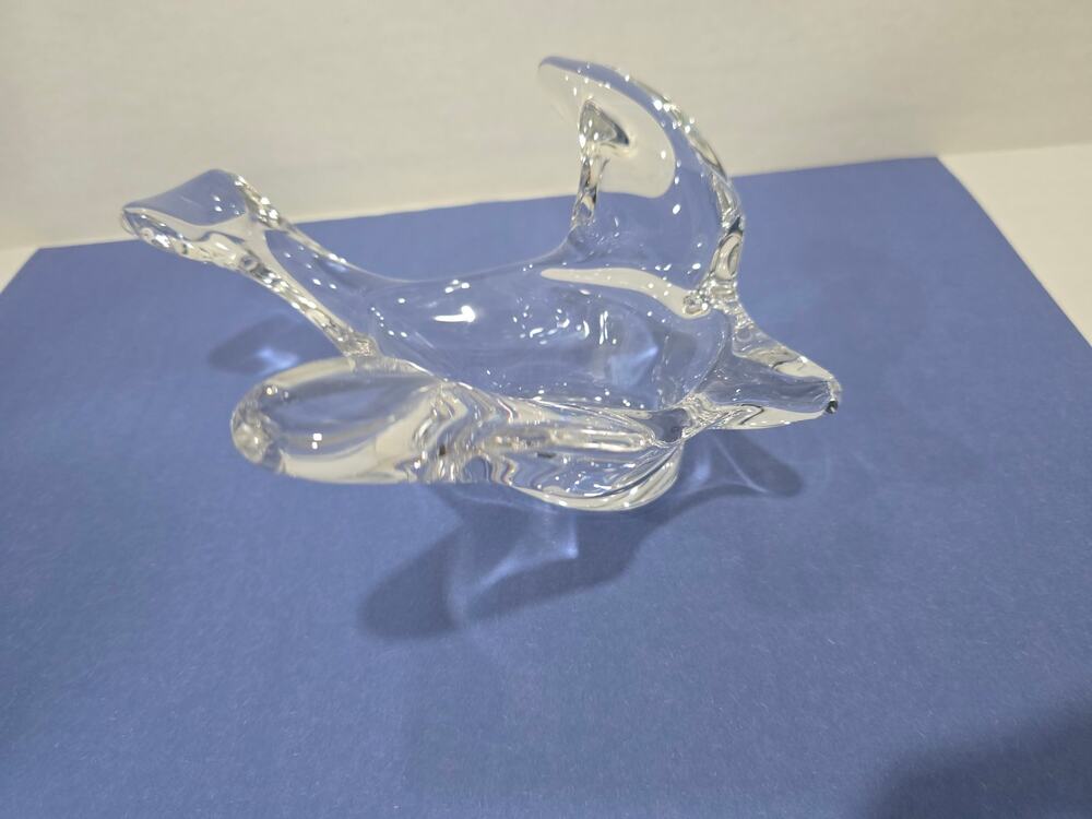 Vintage Princess House French Crystal Bird Dove Dish Clear Glass 8"